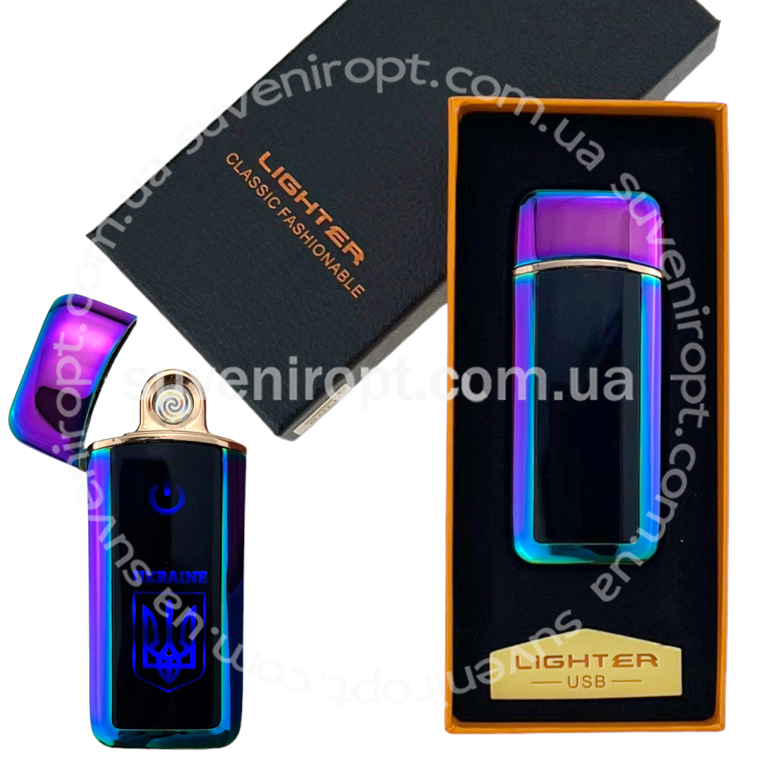 Запальничка USB LIGHTER синя з фіолетовим відтінком  Украіна із зарядкою (10)