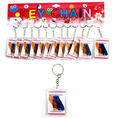 Акриловий брелок України прапор тризуб чорний (12)