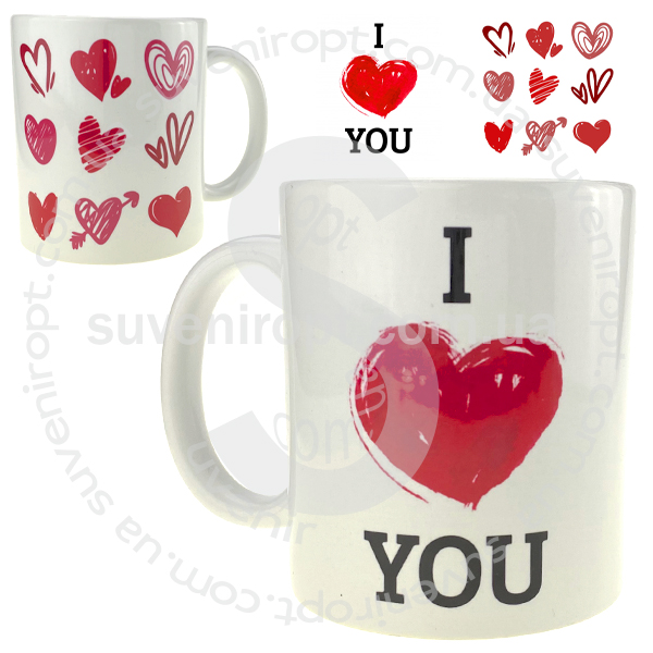 Кружка i love сердце с сердцами 310 гр (12)