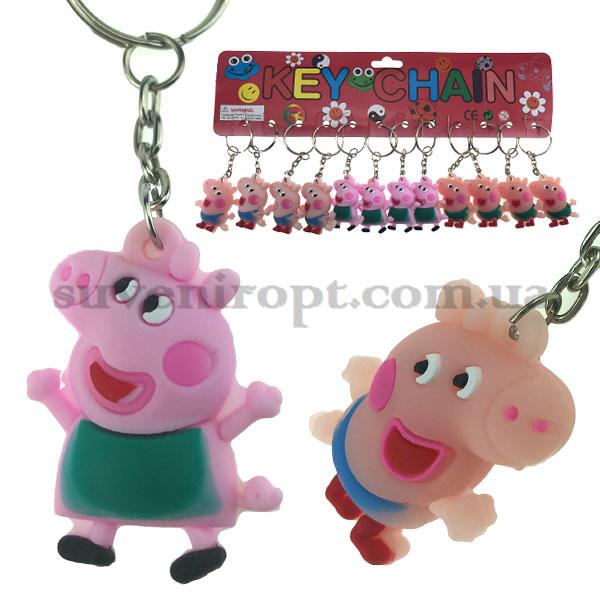 Брелок объёмный свинка Пеппа резиновая (12) 