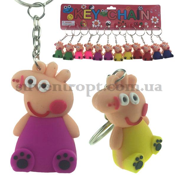 Брелок объёмный свинка Пеппа с лапками сидит резиновая (12) 
