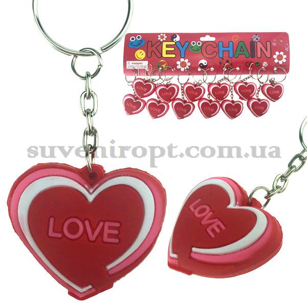 Брелок объёмный сердце радуга love резиновое (12) 