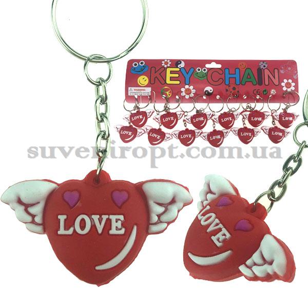 Брелок объёмный сердце ангел love резиновое (12) 