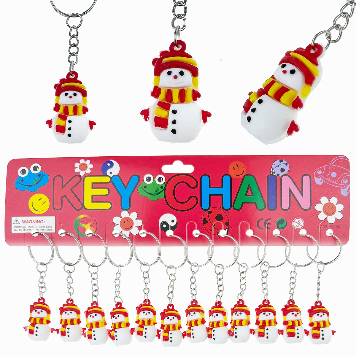 Брелок гумовий обʼємний сніговик з шарфиком малий (12)