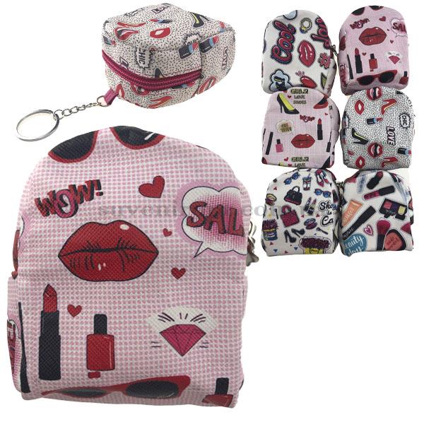 Кошелёк -рюкзак- ключница девчачий губки помада и тд. (12)