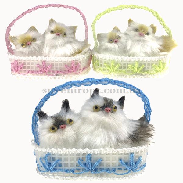 Пушистик  два котика в  лукошке 10x12 см