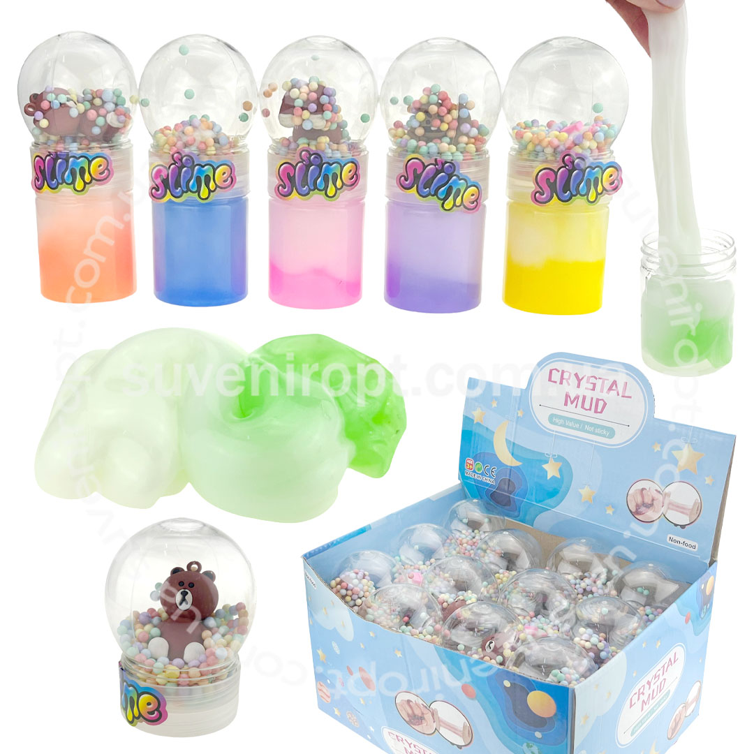 Жуйка для рук Слайм Slime з іграшкою ведмедиком та пінопластом 15см (12)/144/