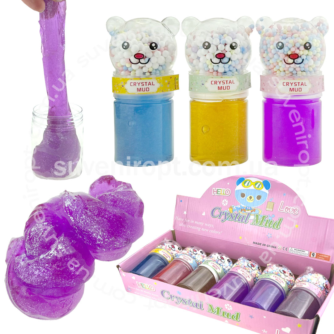 Жуйка для рук Слайм Slime ведмедик з пінопластом 13,5см (6)/144/