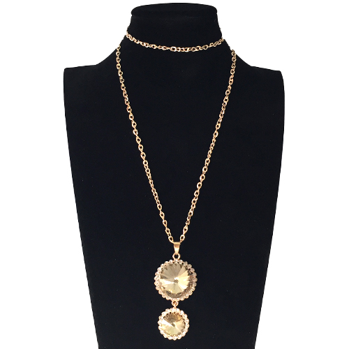 Подвеска в камнях крупная цепочка два камня (12)