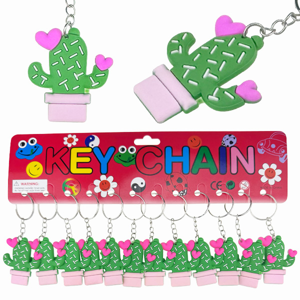 Брелок гумовий плаский вазон кактус (12)