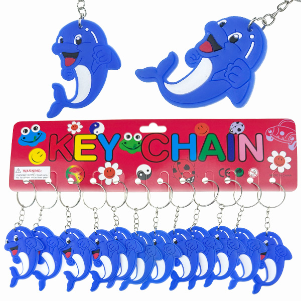 Брелок гумовий плаский дельфин синій (12)