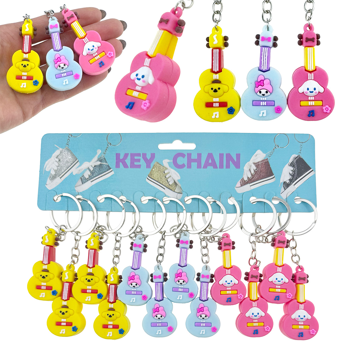 Брелок іграшка гумовий об'ємний гітара кольорова з трендоввими фігурками (12)