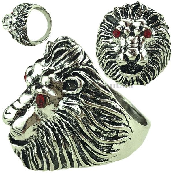 Перстень металлический  лев глаза из  камней (10)