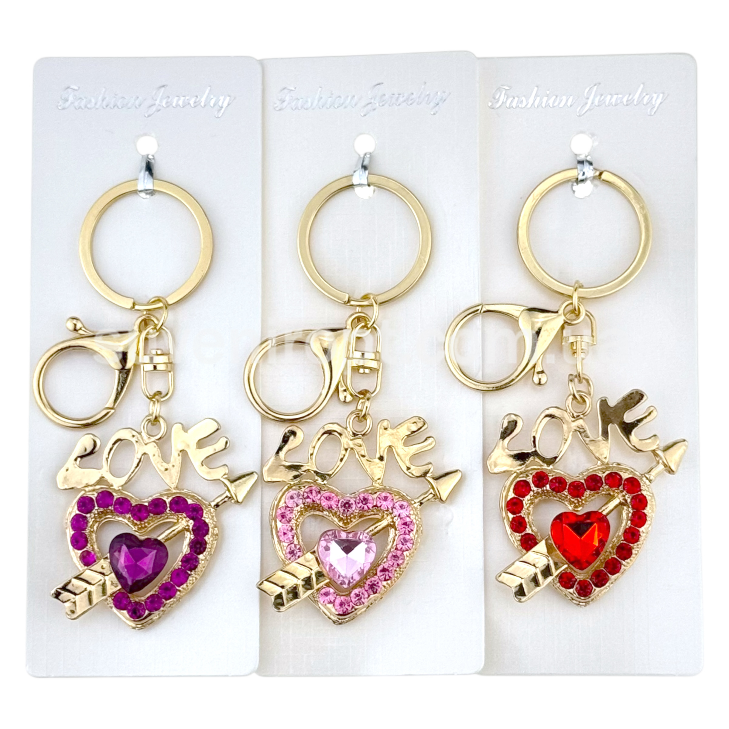 Брелок серце Love зі стрілою в камінчиках (12)