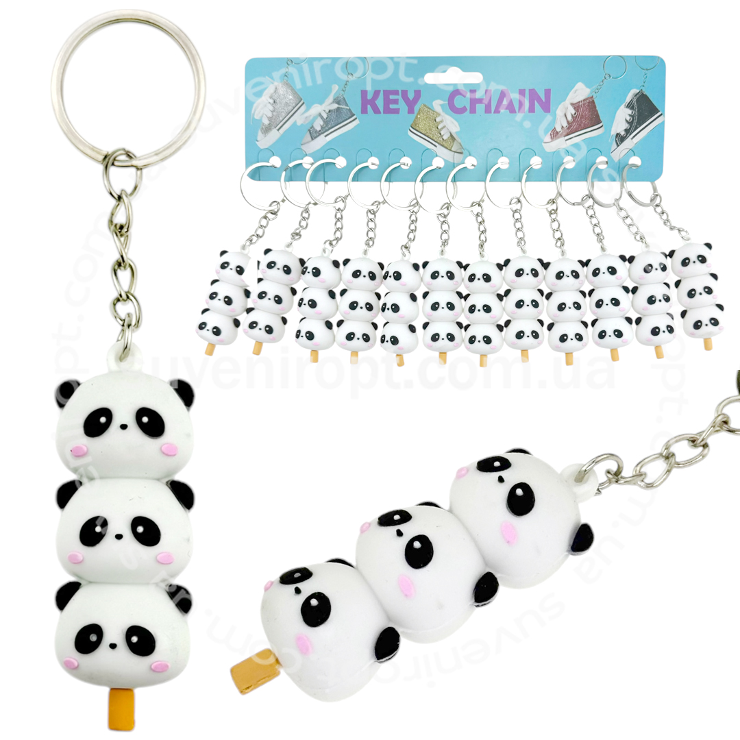 Брелок іграшка гумовий потрійне морозиво панда (12)