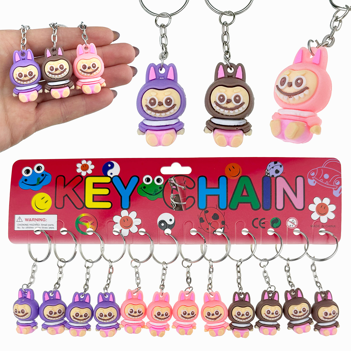 Брелок гумовий обʼємний Лабуба сидить мала (12)