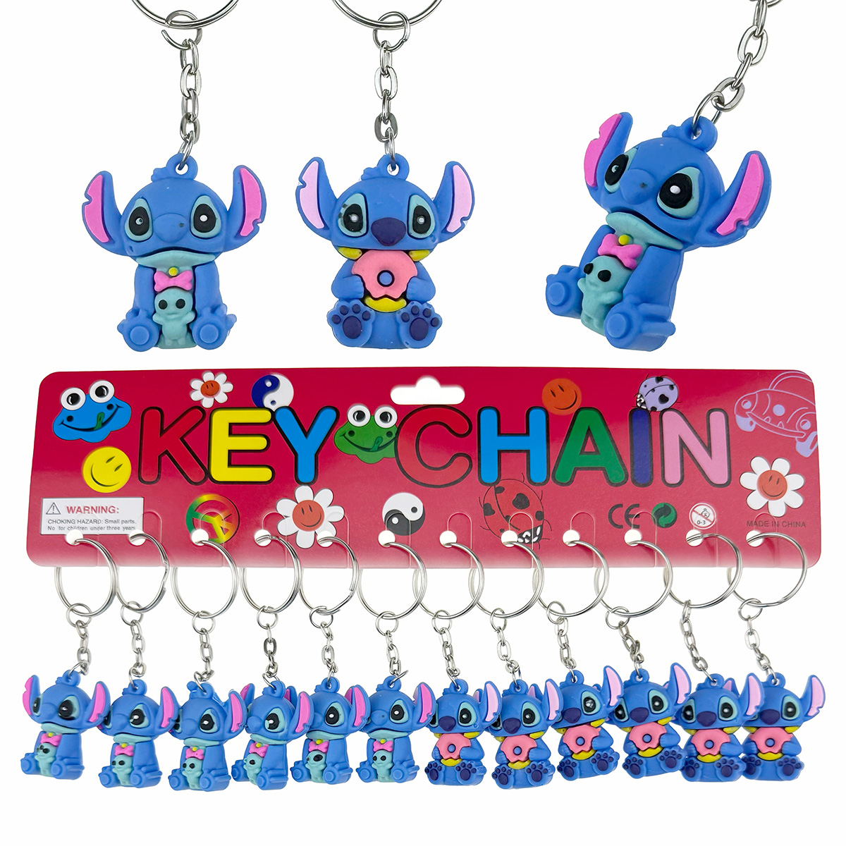 Брелок гумовий обʼємний Стіч з іграшкою малий (12)