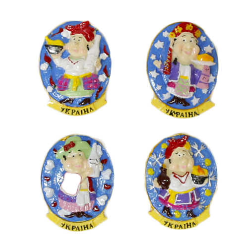 Mагнит овальный дед баба с бутылкой Украина (24)