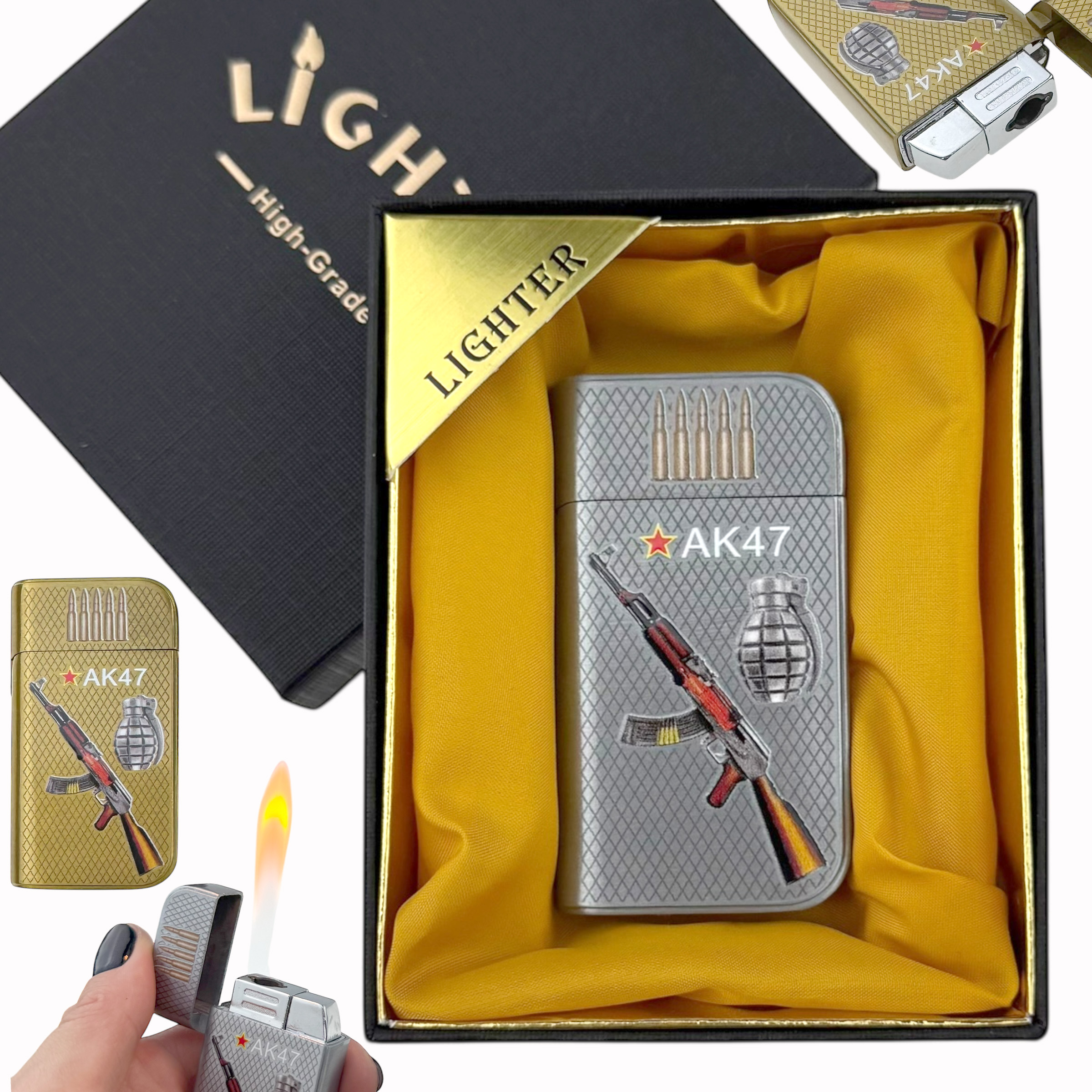 Запальничка подарункова LIGHTER автомат з гранатою АК 47 (10)