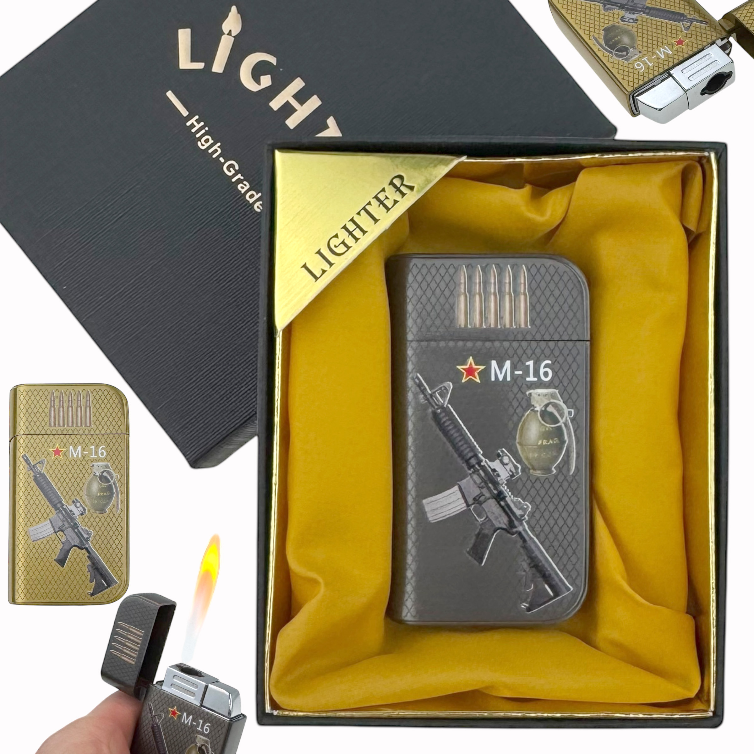 Запальничка подарункова LIGHTER автомат з гранатою М 16 (10)