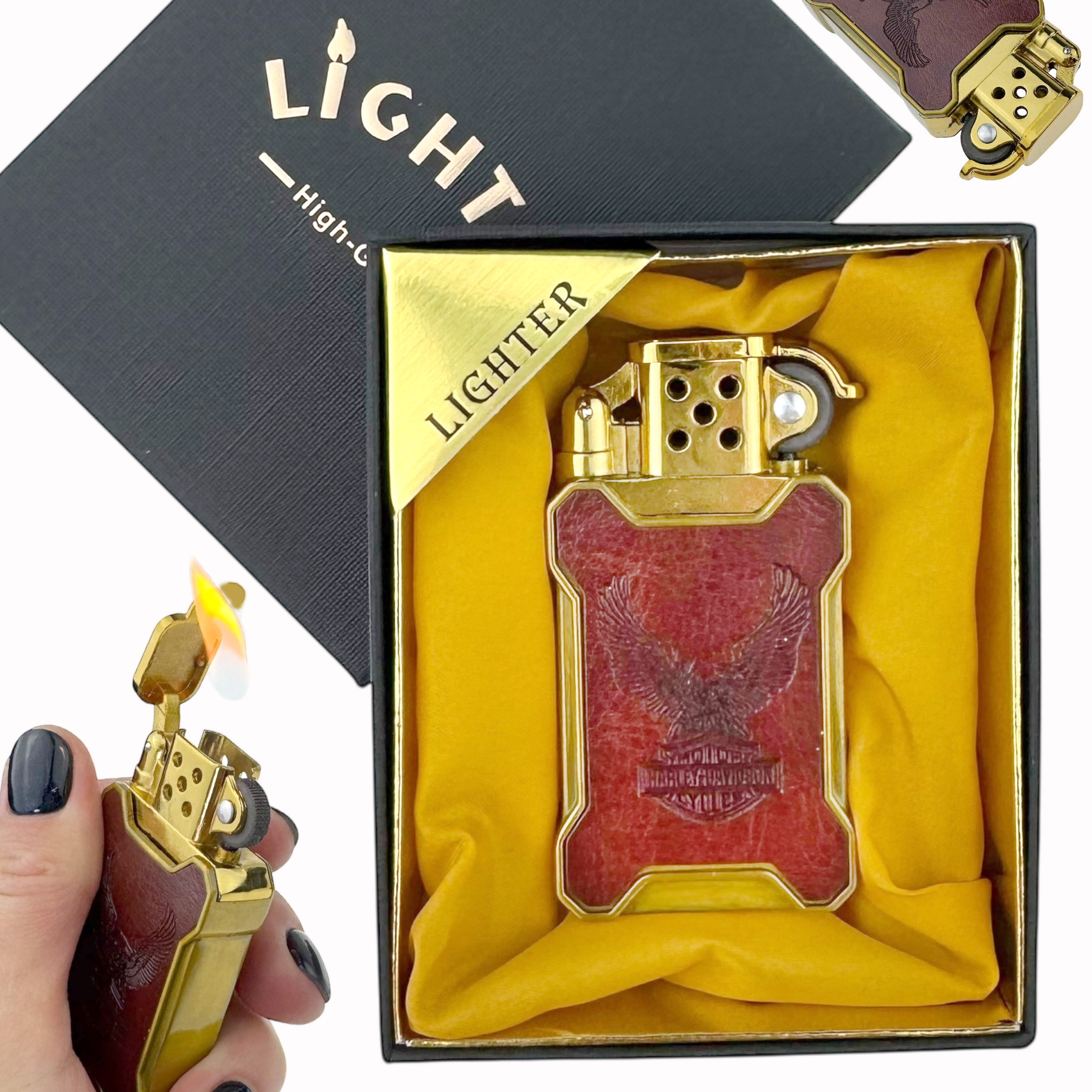 Запальничка подарункова LIGHTER в шкірі орел (10)