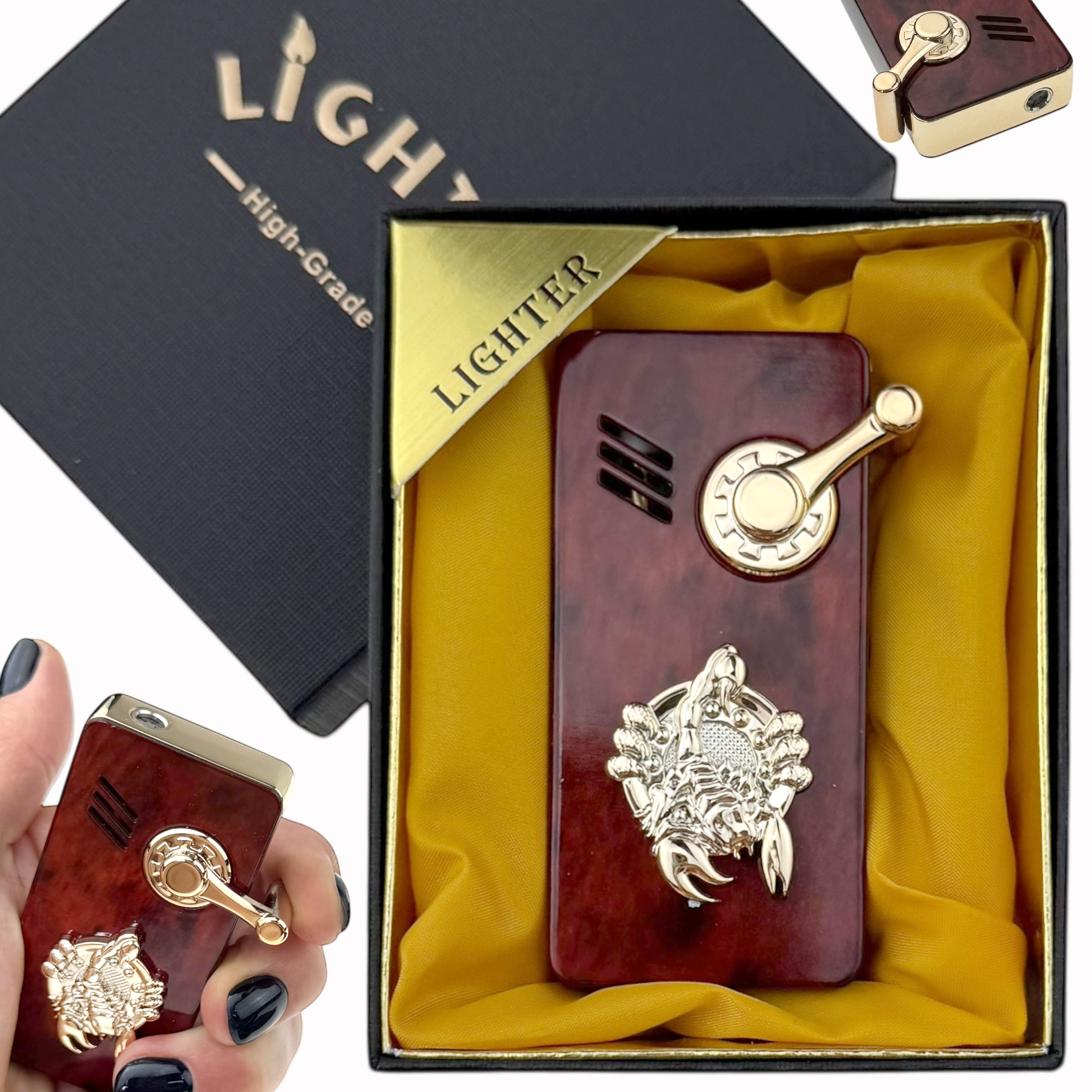 Запальничка подарункова LIGHTER пятниста рак з ручкою (10)