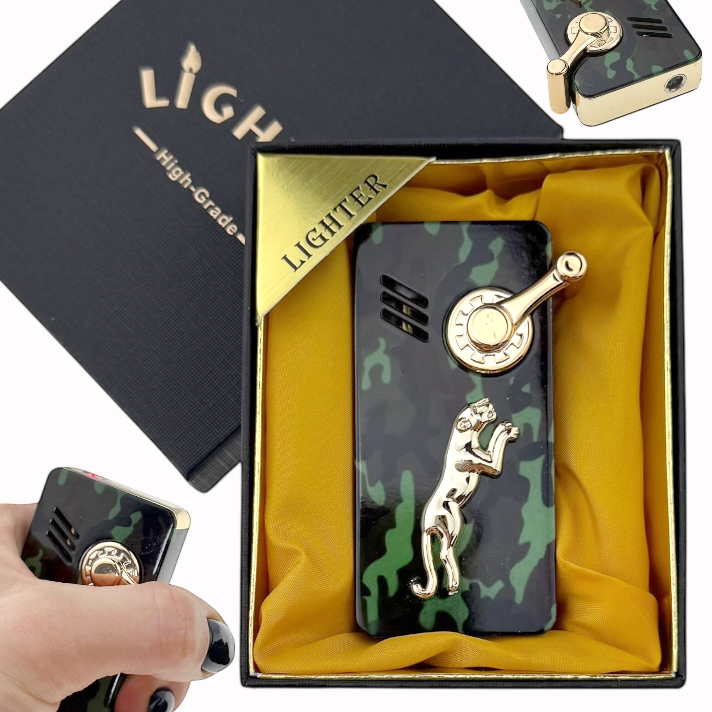 Запальничка подарункова LIGHTER пятниста пума з ручкою (10)