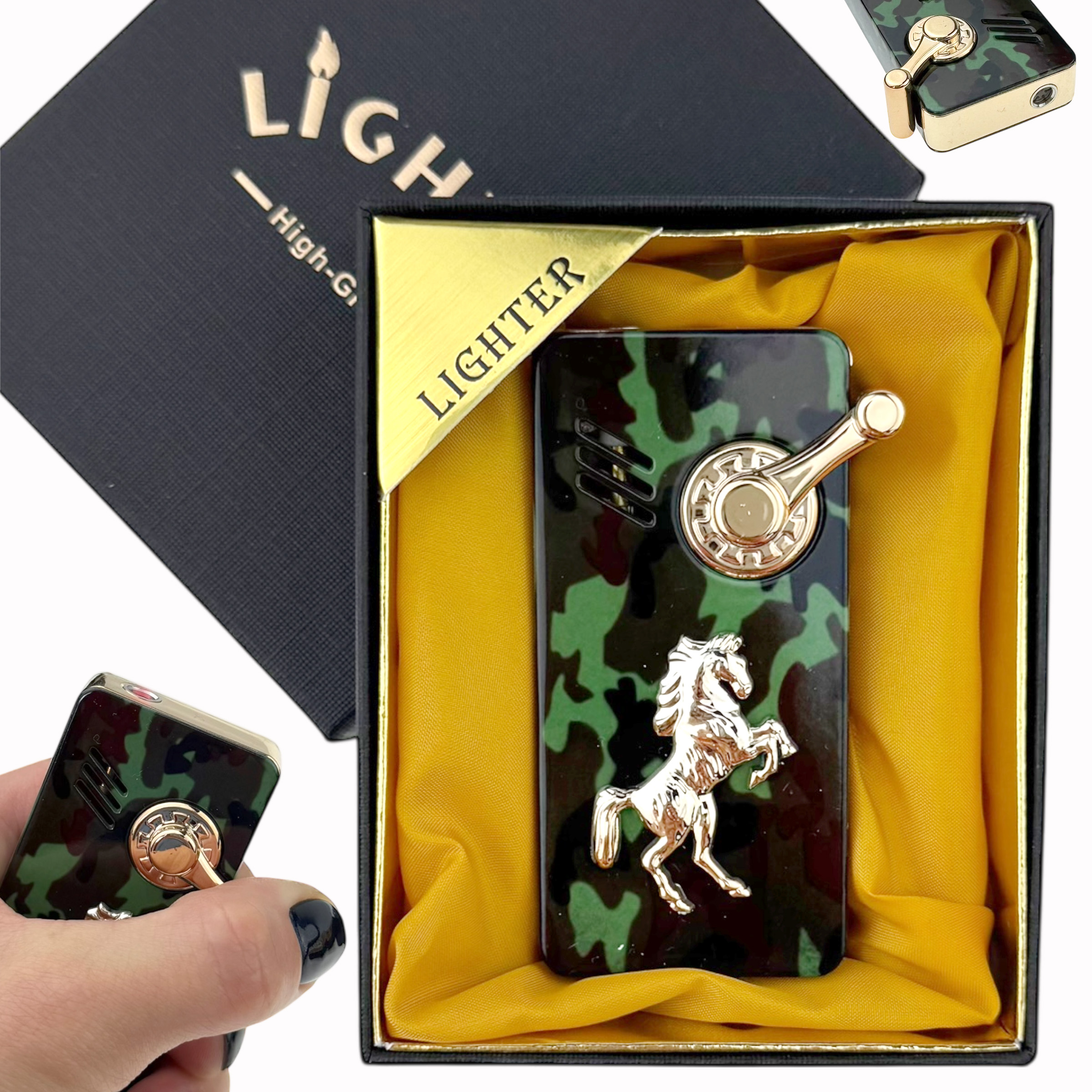 Запальничка подарункова LIGHTER пятниста коняка з ручкою (10)