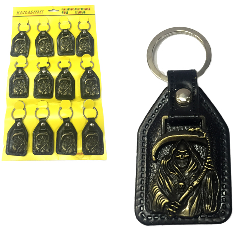 Брелок железный чувак с косой на коже (12)