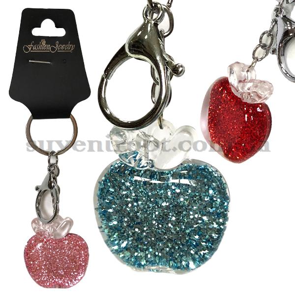 Брелок   в упаковке яблоко большое с блёстками  (12)