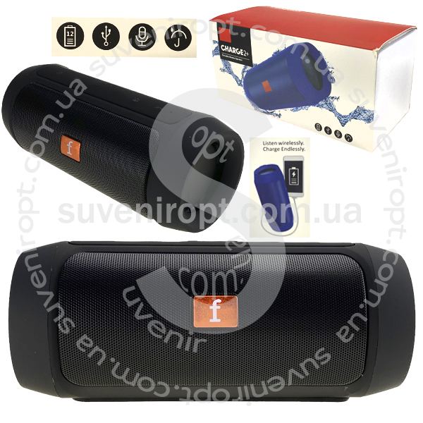 Беспроводная колонка CHARGE2+ зарядка к телефону  ХОРОШИЙ ЗВУК  цвет чёрный 18.5x7.5