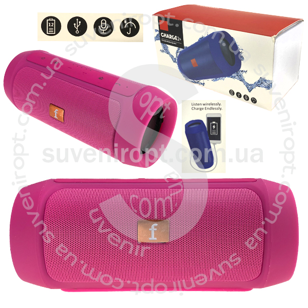 Беспроводная колонка CHARGE2+ зарядка к телефону ХОРОШИЙ ЗВУК  цвет розовый 18.5x7.5