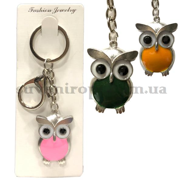 Брелок в упаковке сова цветная  большая  металлическая (12)