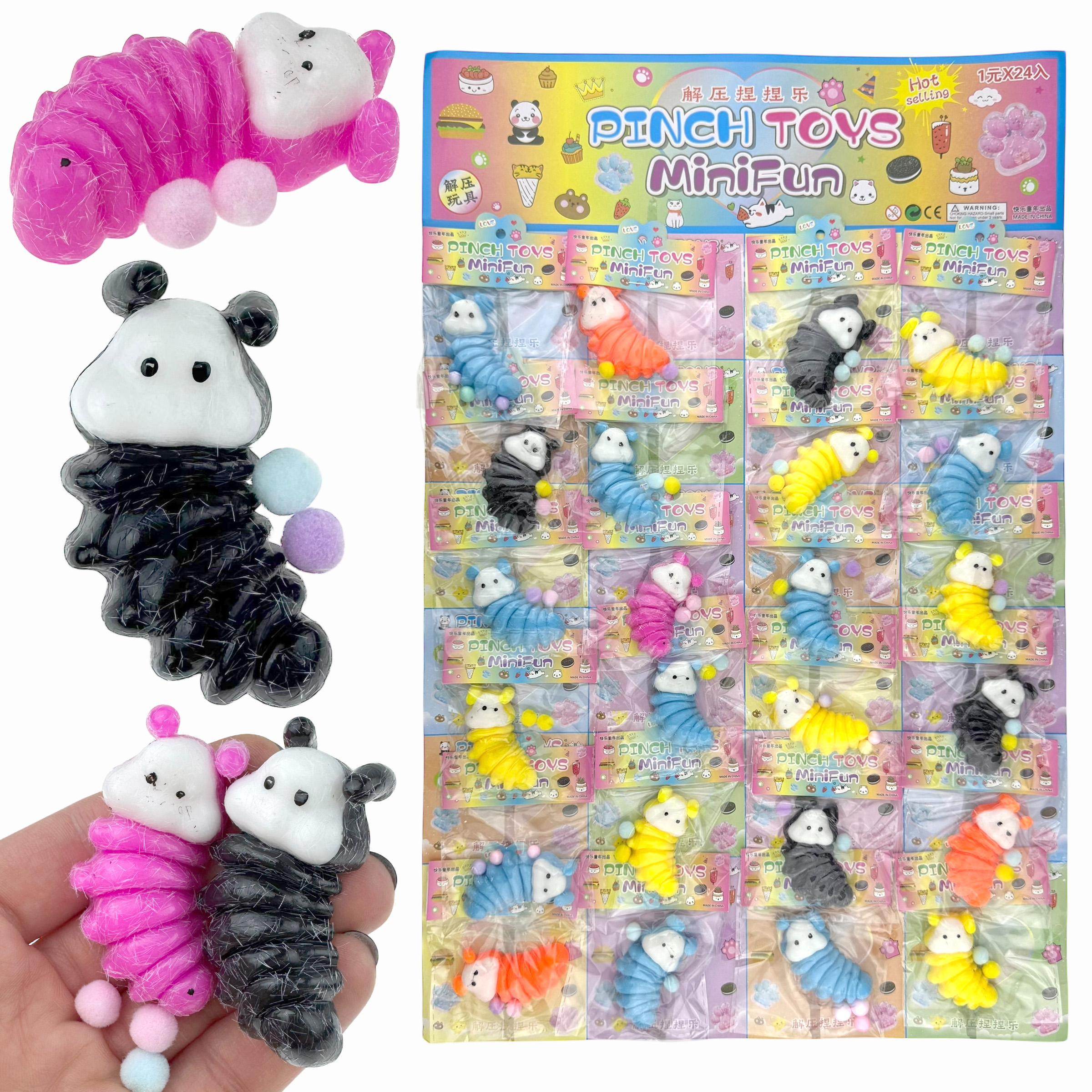 СКВІШІ - SQUISHY гусень кольоровий на планшеті (24) /2400/