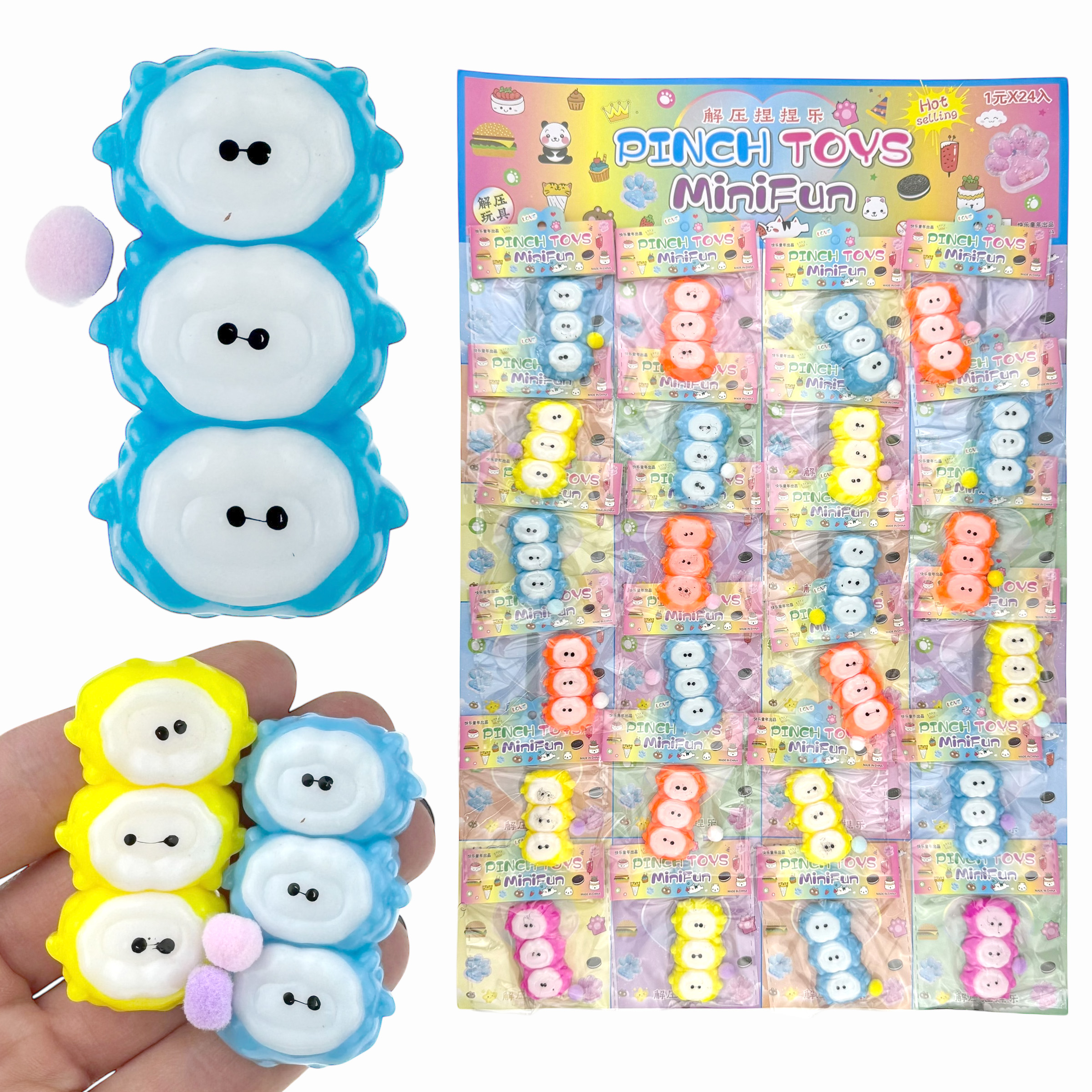 СКВІШІ - SQUISHY Лабубу  3в1 кольоровий на планшеті (24) /2400/