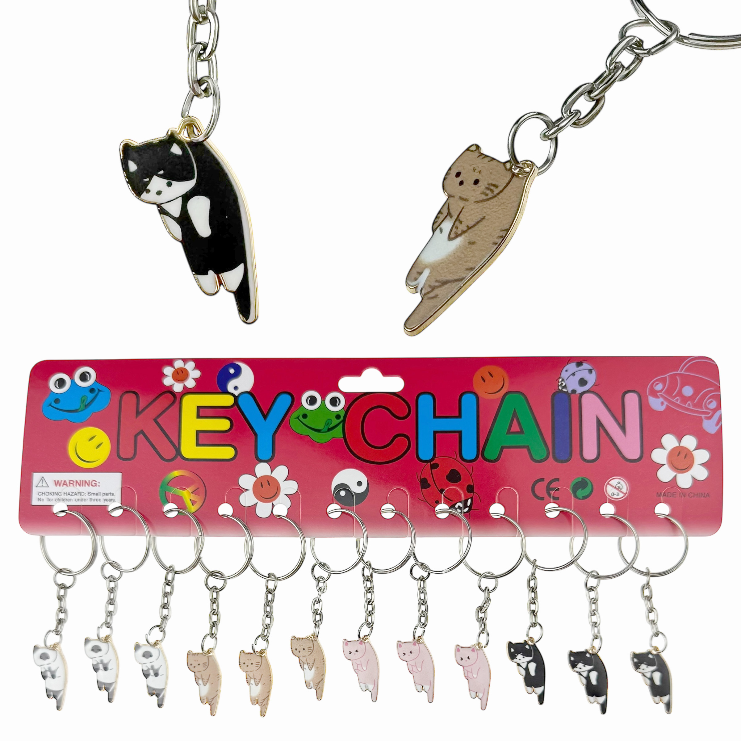 Брелок металевий кішка висяча маленька кольорова (12)