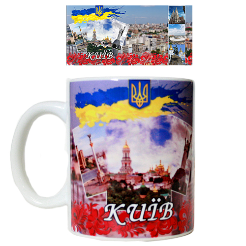 Кружка Киев 3 в 1 c красной полосой в низу 310 гр  (12)