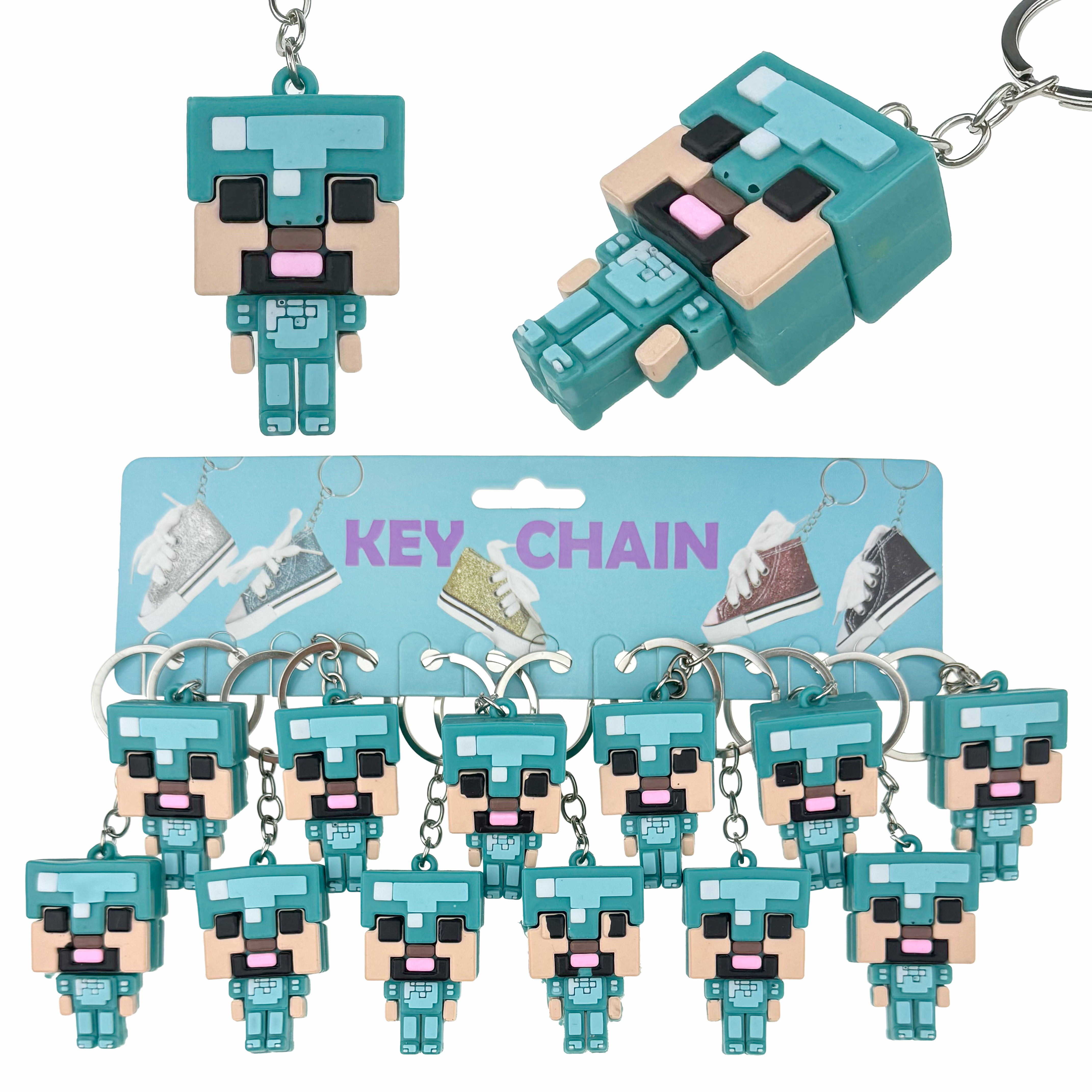 Брелок гумовий трансформер Майнкрафт зелений великий об’ємний (12)