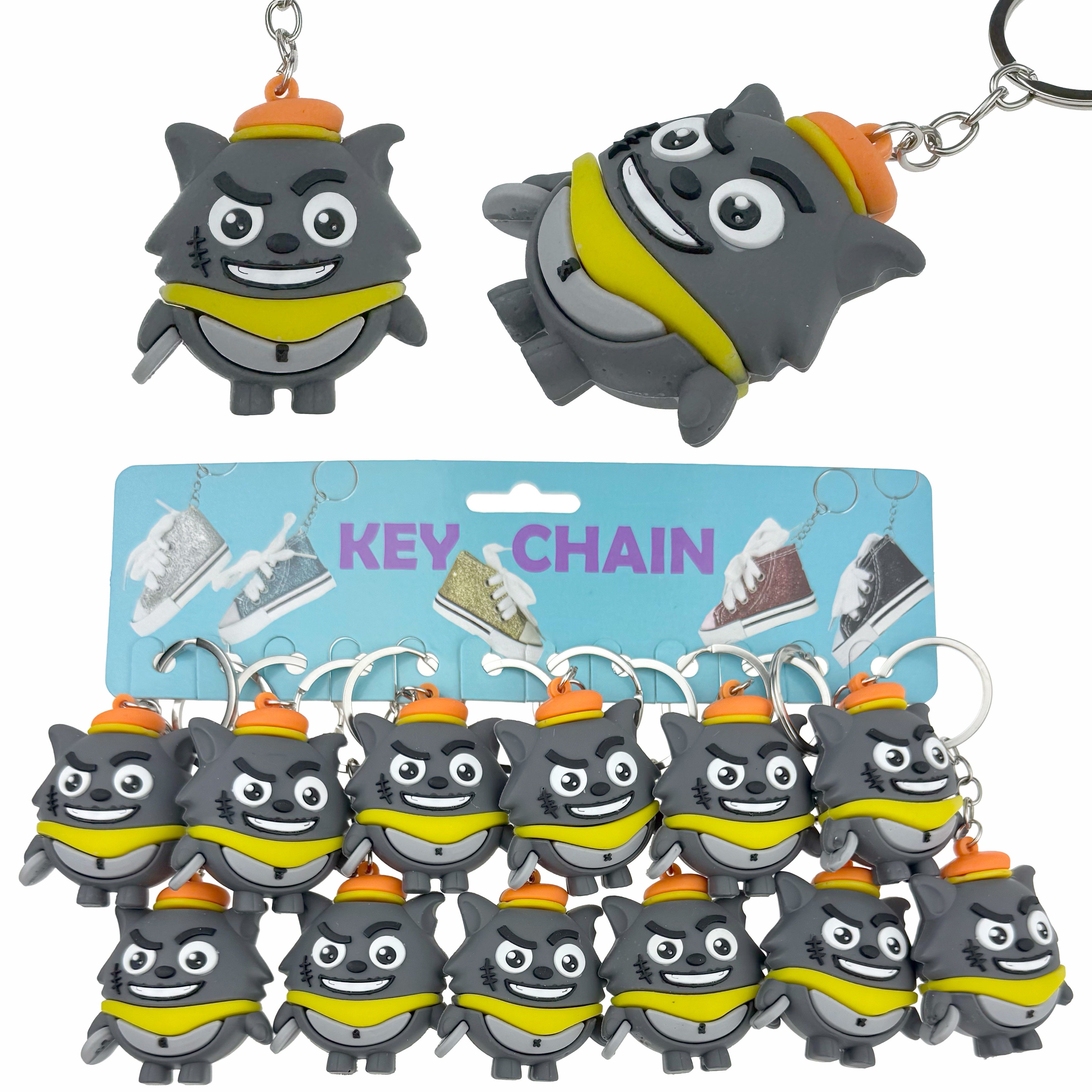 Брелок гумовий вовк великий у шляпі  обємний (12)