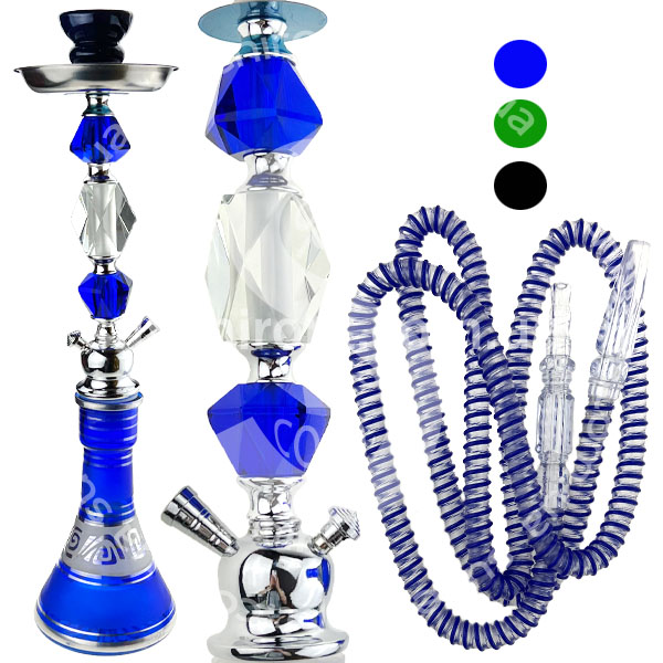 Кальян з 1 трубкою колба довга круглий смарогдовий набалдашник великий 50 см /12/
