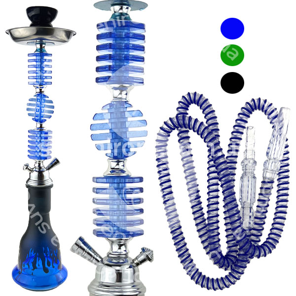 Кальян з 1 трубкою колба довга круглий різблений потрійний  набалдашник великий 50 см /12/