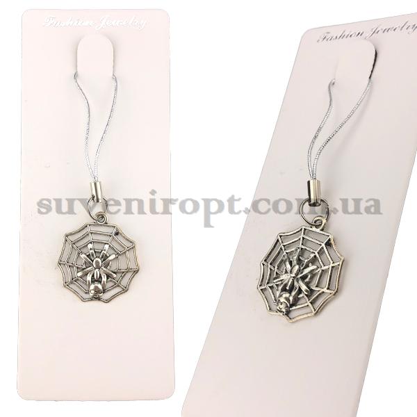 Брелок на мобильный паук в паутина бронза