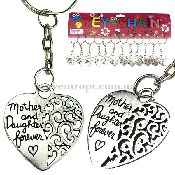 Брелок  металлический сердце половинка узора (12)