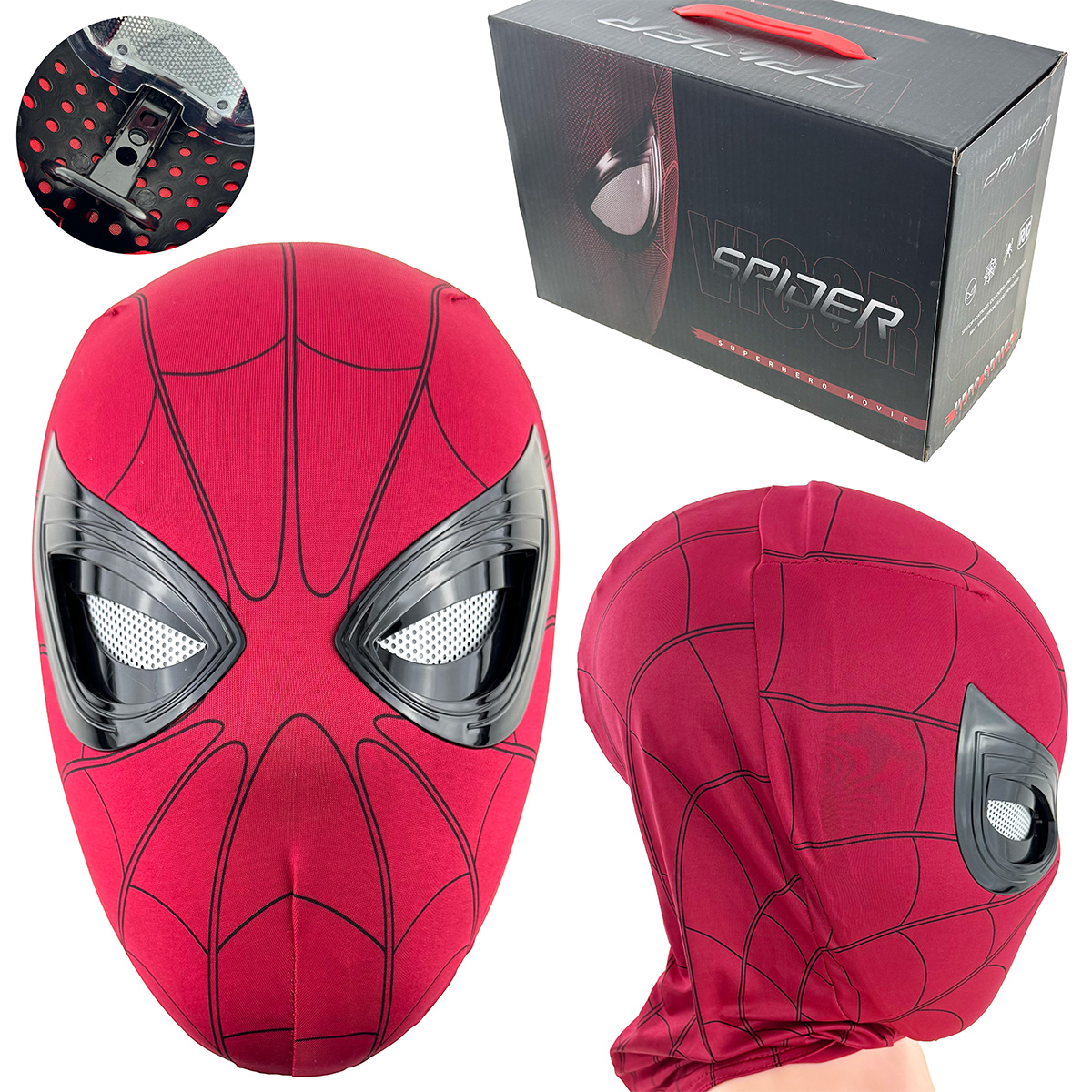 Реалестична маска Людина Павук ,очі   блимають та моргають червоного кольору 