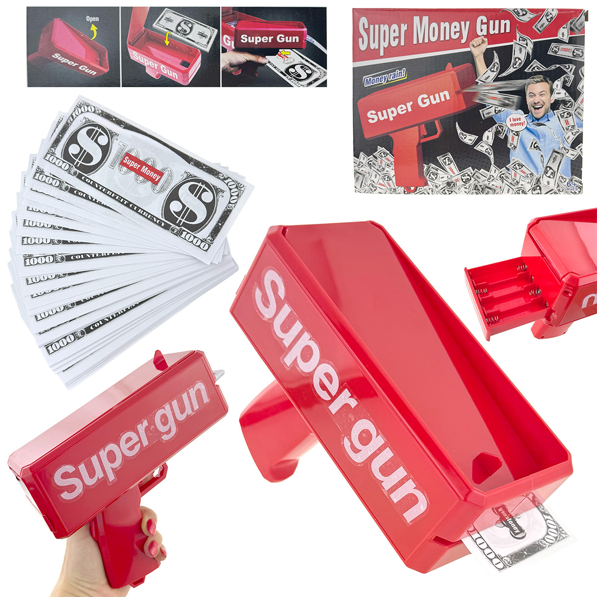 Грошовий пістолет Super Money Gun що стріляє купюрами