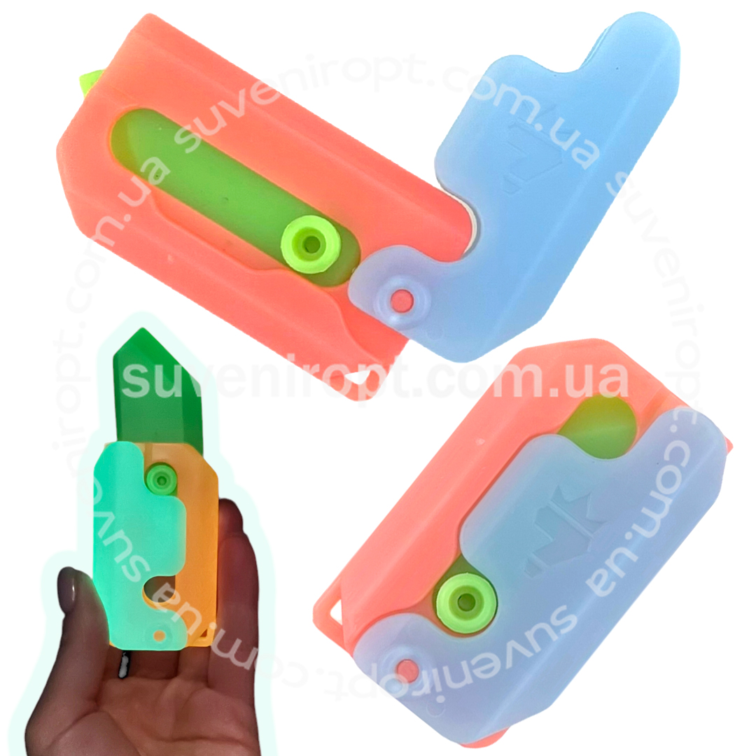 Антистрес ножик канцелярський неоновий світиться  3D 4.4*11см (10) /600/