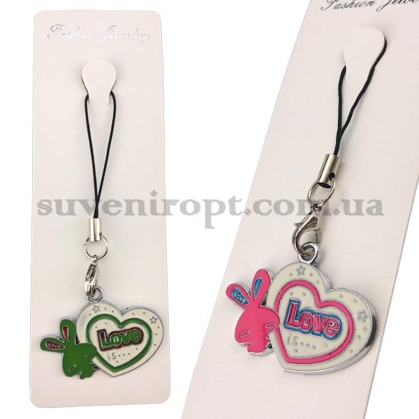 Брелок на мобильный сердце Love с зайчиком