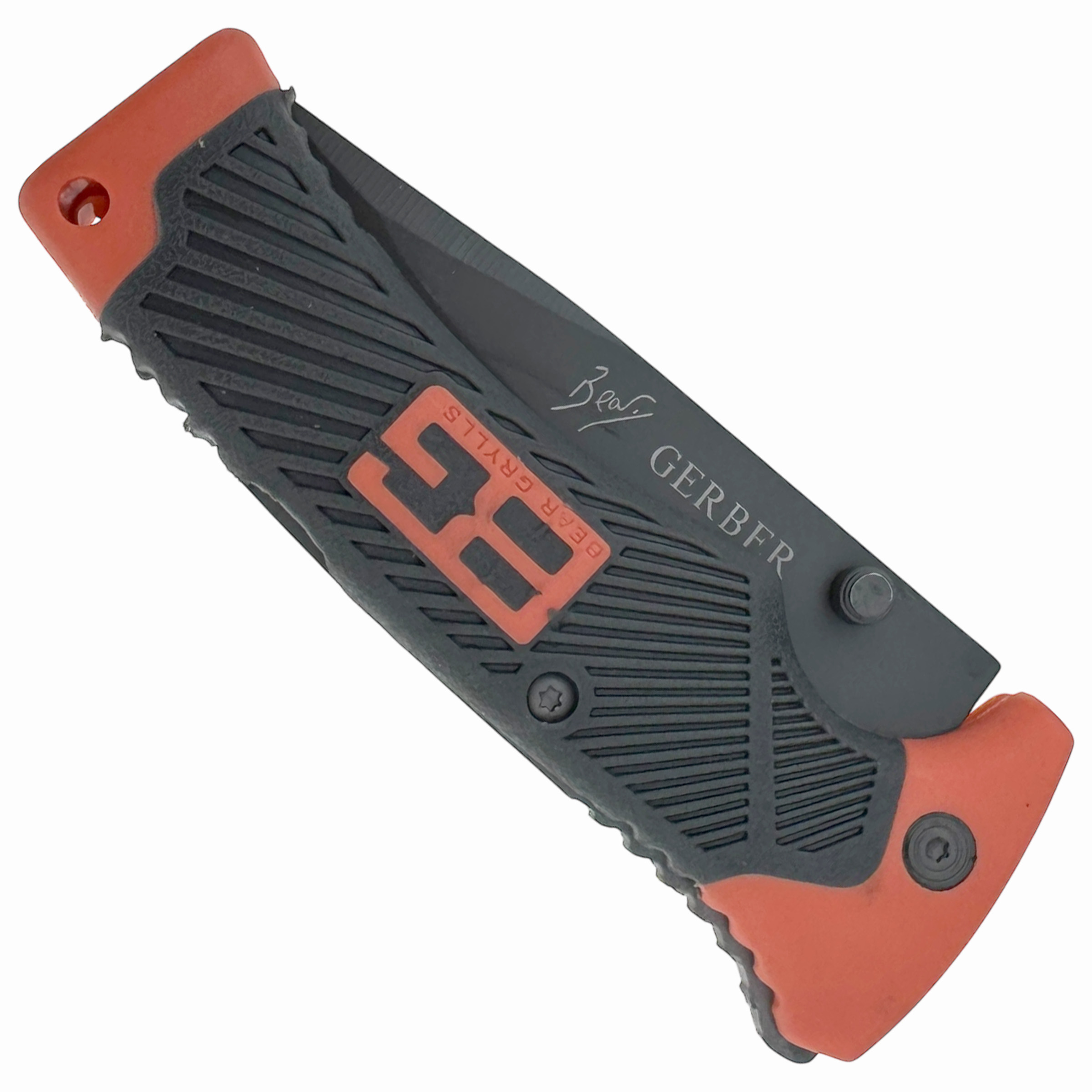 Ніж  розкладний ручка гумова сіро помаранчева  в подарунковій коробці 21 см (10) /240/