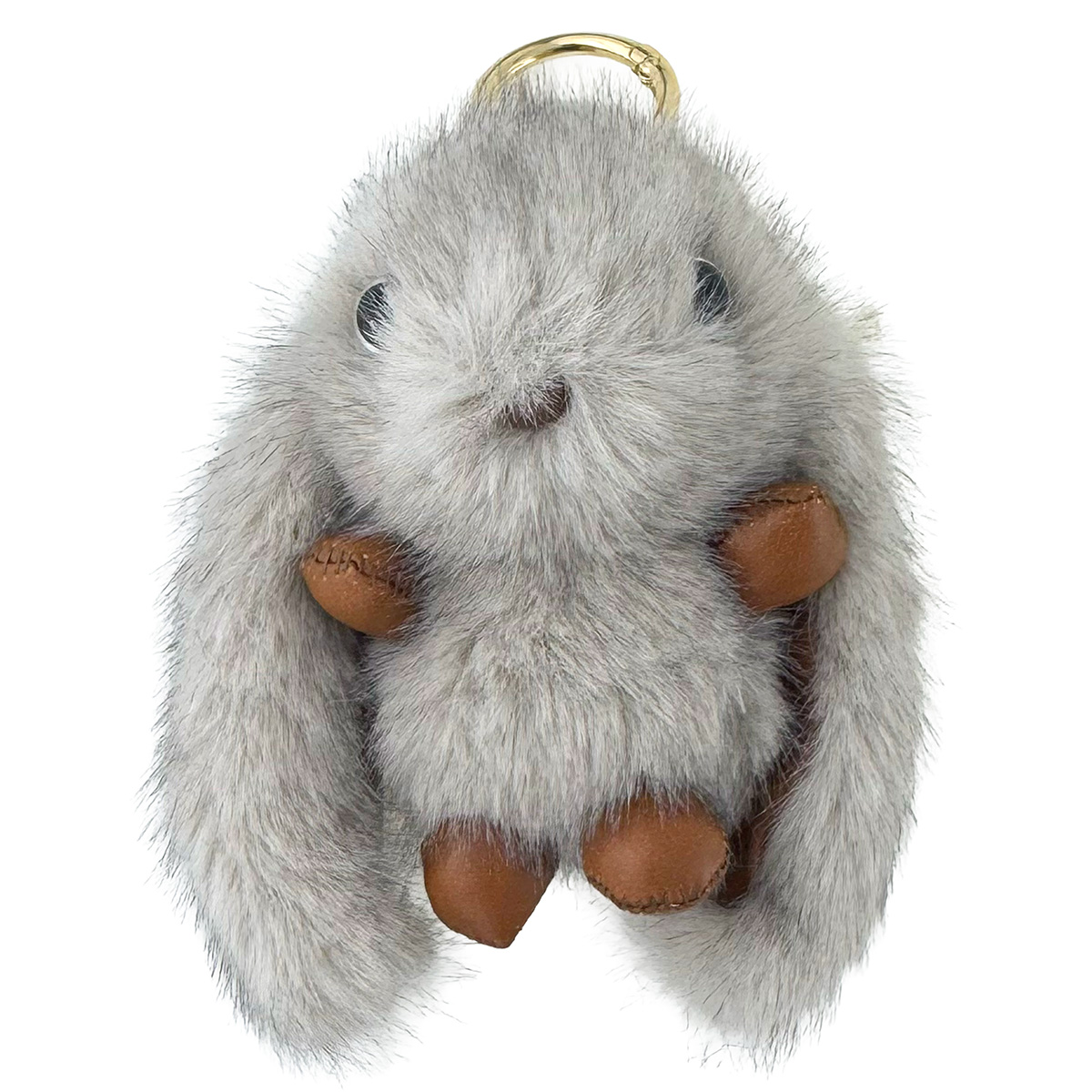 Пухнастий натуральний кролік кавово-сірий шкіряні ручки ніжки з кільцем 12 см  (12) /200/