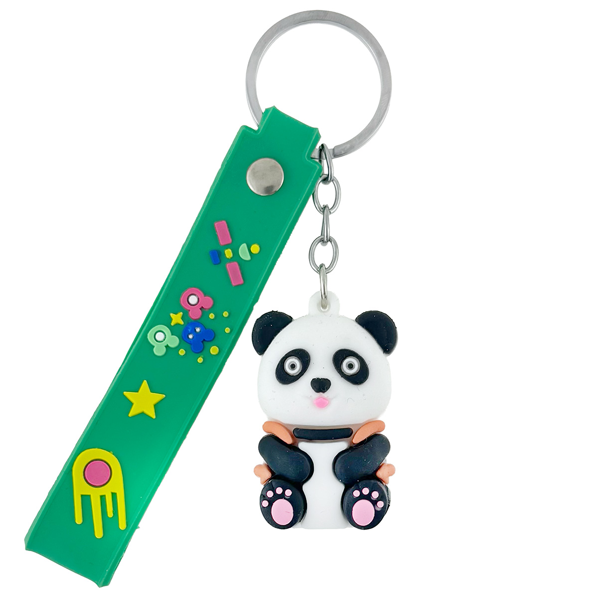 Брелок гумовий обʼємний з браслетом панда сидить (12)